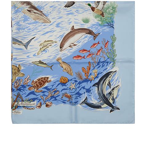 sealife print scarf by hermes|farfetch hermes scarf.